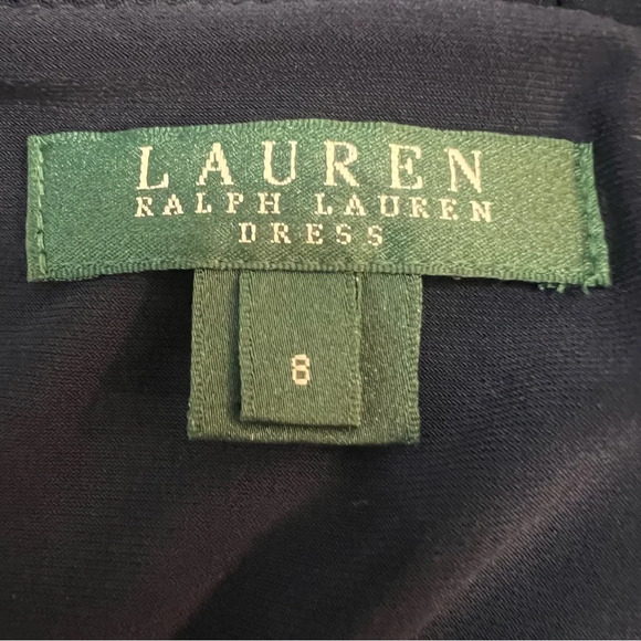 Lauren Ralph Lauren Black Dress w/Navy &‎ Bright Blue w/White Stripes. Size 8. - Picture 3 of 10